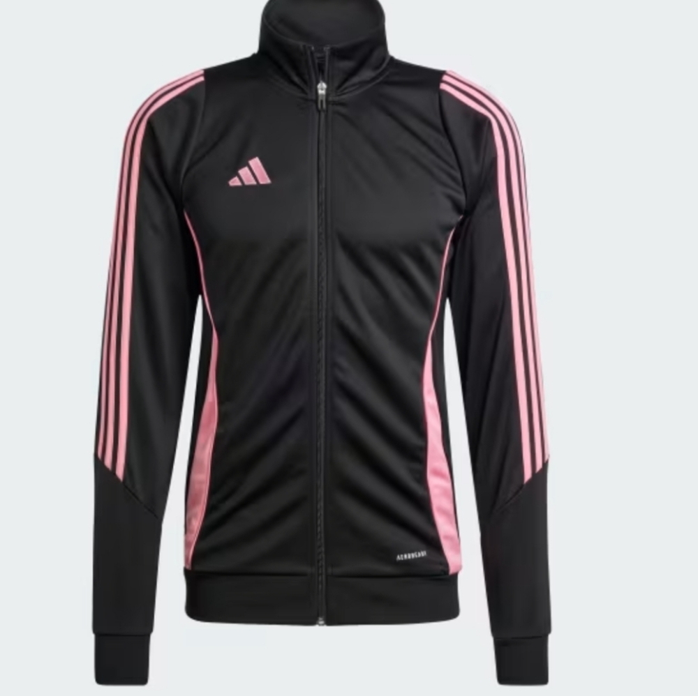 adidas Black Track Jacket with Pink Stripes